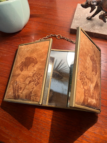 Miroir triptyque de barbier vintage aux amoureux