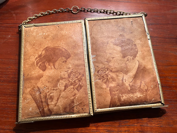 Miroir triptyque de barbier vintage aux amoureux