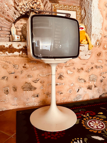 Télévision vintage "Space Age" par Ribet-Desjardins au pied tulipe - 1970