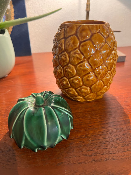 Bonbonnière / Pot vintage Ananas en faïence - Val d'Or Gien - France - 1960/1970