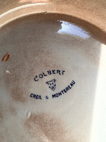 Service d'assiettes en faïence vintages 24 pièces Creil et Montereau modèle Colbert