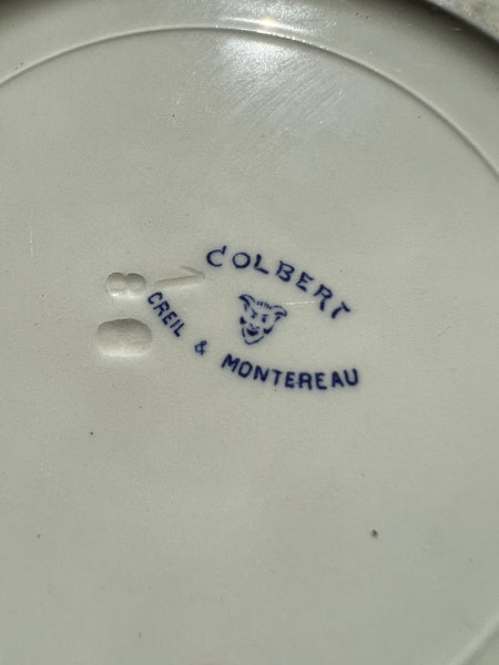 Service d'assiettes en faïence vintages 24 pièces Creil et Montereau modèle Colbert