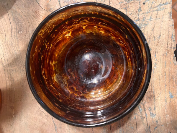Pot / vide poche vintage en verre soufflé écailles de tortue - Verreries Mdina - Malte