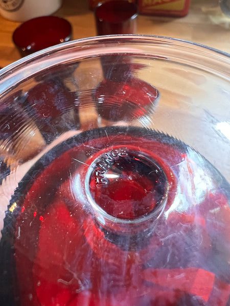 7 verres vintages rouges rubis Luminarc série Suède - Années 70