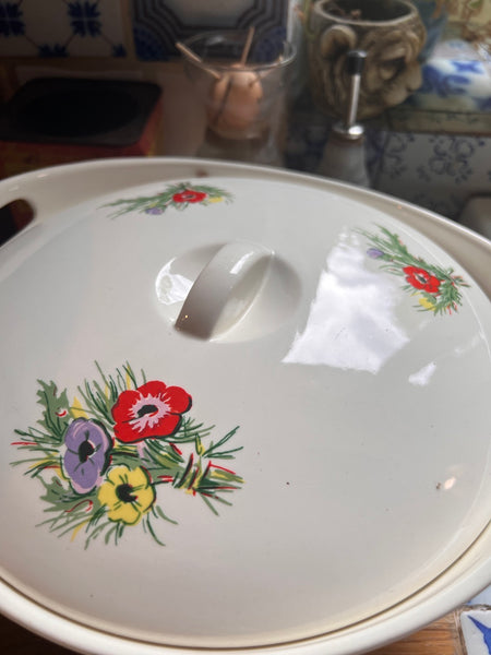 Service de vaisselle anciennes 29 pièces Gien France Anémones en faïence - Années 60