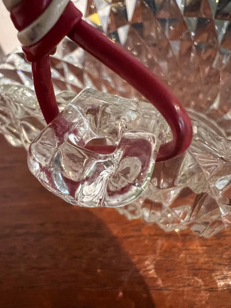 Panier / vide-poches vintage en verre et anse scoubidou