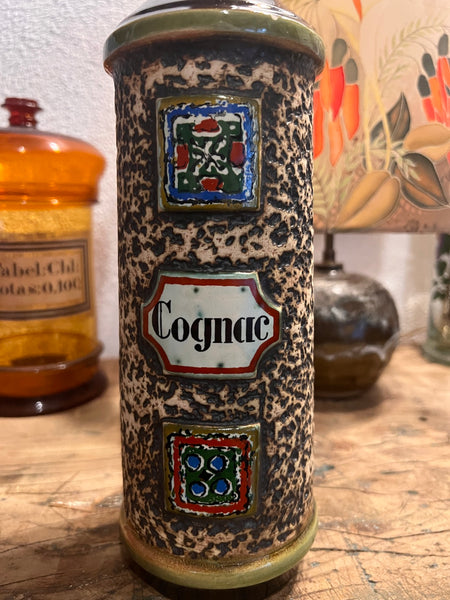 Bouteille vide vintage Cognac en céramique - West Germany - 70's