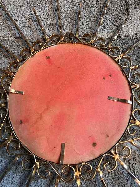 Miroir soleil vintage en métal doré style Chaty Vallauris 55cm - 1960