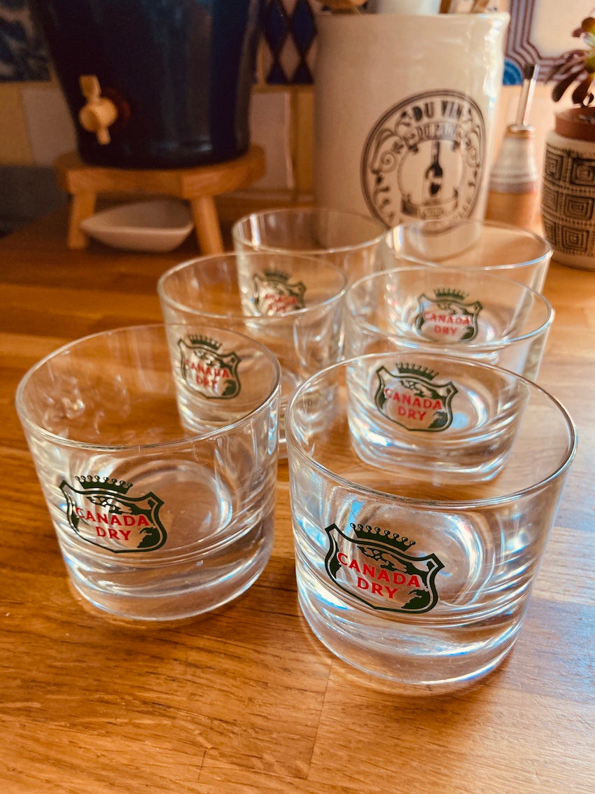 Lot de 6 verres de bistrot Canada Dry vintages