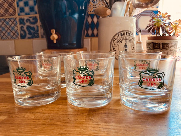 Lot de 6 verres de bistrot Canada Dry vintages