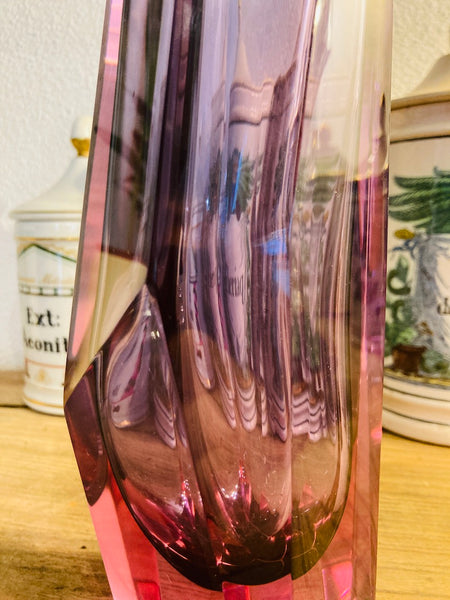 Vase Murano en verre Sommerso à pans coupés - 1960