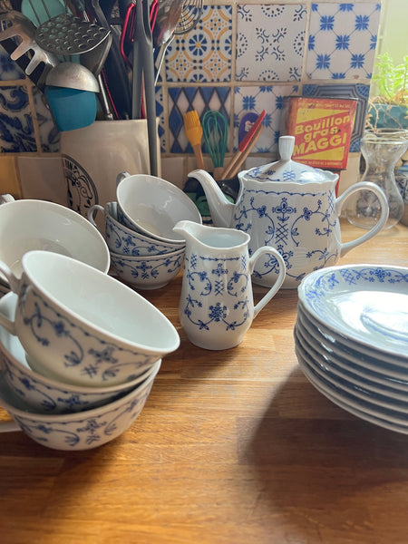 Service à thé / café vintage 19 pièces en porcelaine allemande - Made in GDR - Années 70